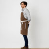 Cross Back Chef Apron, Dark Brown with White Straps, Men and Women