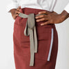 Server Waist Half Apron, Medium Length, Waitress, Waiter, Bartender, Restaurant, Bistro Middly Apron, 20"L, Maroon Red with Tan Straps, Men and Women-Reluctant Threads