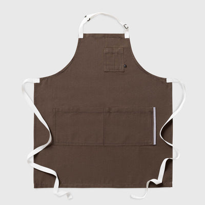 Classic Chef Apron, Dark Brown with White Straps, Men or Women