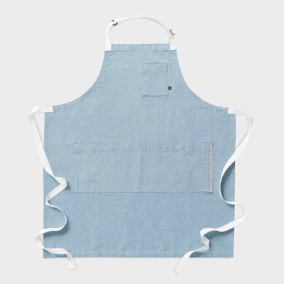 Cross Back Chef Apron, Powder Blue with White Straps, Men and Women