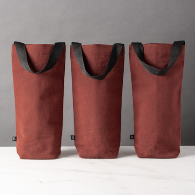 Fabric Wine Gift Bags, Set of 3, Maroon Red-Wine Bags-Canvas-The Reluctant Trading Experiment