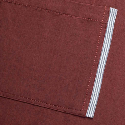 Server Waist Half Apron, Medium Length, Waitress, Waiter, Bartender, Restaurant, Bistro Middly Apron, 20"L, Maroon Red with Tan Straps, Men and Women-Reluctant Threads