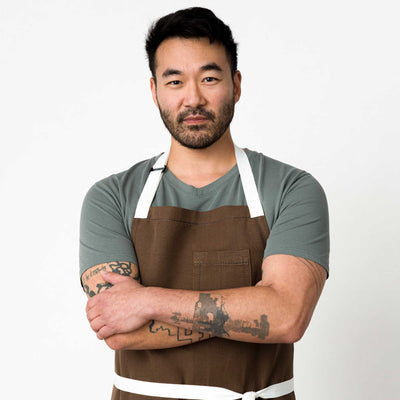 Classic Chef Apron, Dark Brown with White Straps, Men or Women