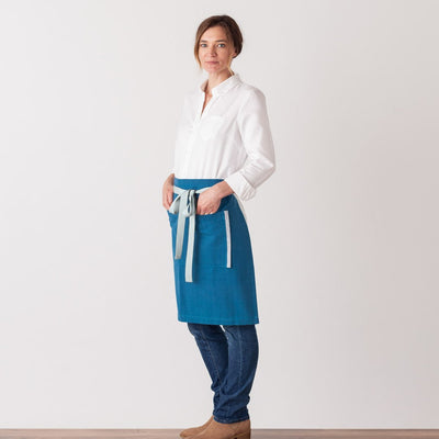 Server Half Apron Men or Women Sky Blue Waist Restaurant Quality Wholesale Reluctant Trading