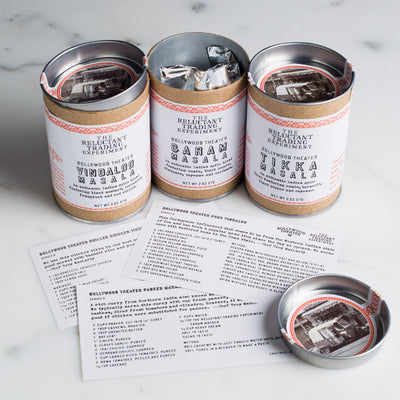 Bollywood Theater Authentic Indian Masala Spice Set includes a free Bollywood Theater recipe in each tube