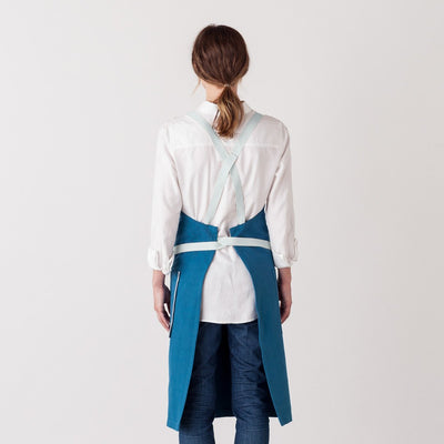 Cross Back  Chef Baking Apron for Women, Men Sky Blue with Ice Front of House Men or Women Sky Blue Restaurant Wholesale Reluctant Trading