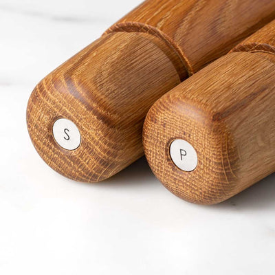 Oak Set CrushGrind Modern Salt or Pepper Mill Danish Design 6.6” high