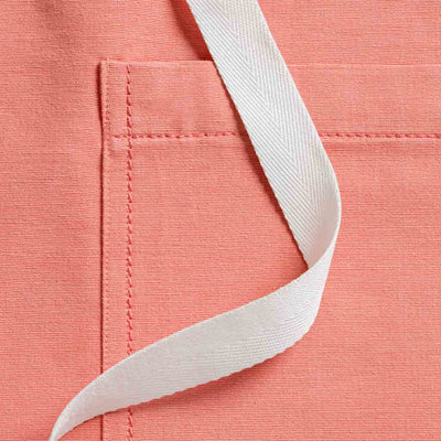 Bistro Server Apron Coral Pink with White Straps, Waitress, Waist Apron, Detail Shot
