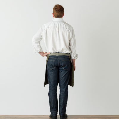 Restaurant Server Half Apron, Olive Green with Tan Straps, Half Apron, Men or Women, Reluctant Trading