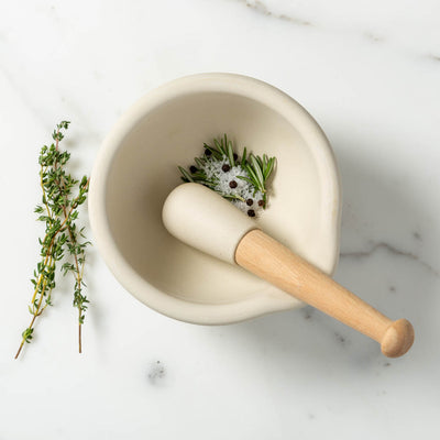 Milton Brook Ceramic Mortar and Pestle  6" diameter