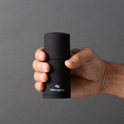 Microplane Spice Mill fits in your hand and is perfect for hard spices