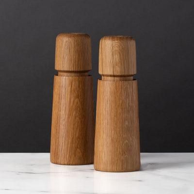 Set of Salt and Pepper Modern Set of Oak Walnut CrushGrind Grinders