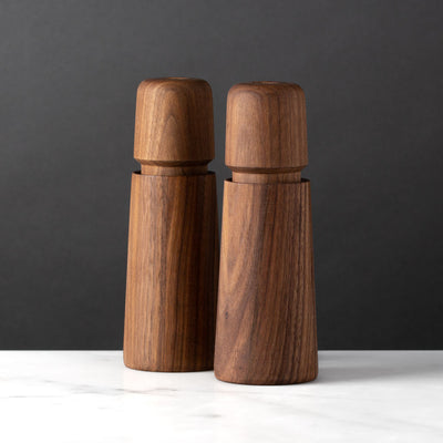 Modern Salt or Pepper Mill Danish Design Walnut Set CrushGrind