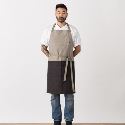 Chef Apron Two Tone, Tan, Black, Cool, Modern Restaurant Quality Classic Bib