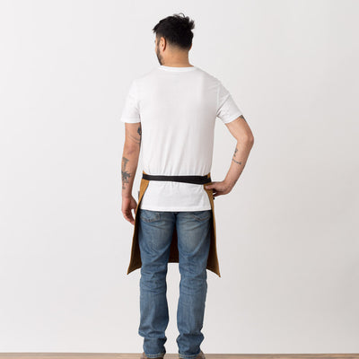 Bistro Half Apron Ochre Work, Canvas Server, Waiter, Restaurant Rear View