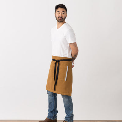 Bistro Half Apron Ochre Work, Canvas Server, Waiter, Restaurant Side View