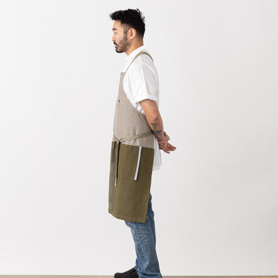 Cross-Back Chef Apron Women, Men Modern Tan, Olive Green, Cool, Comfortable, Restaurant Quality Best Reviews, Baker Cook Kitchen