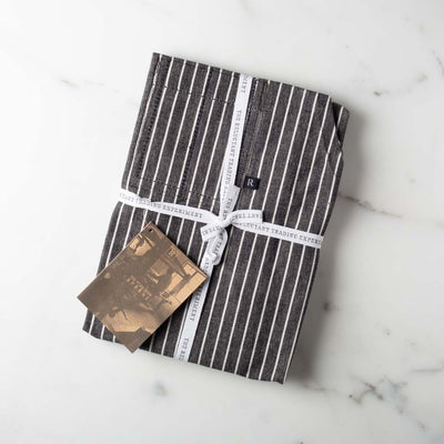 Railroad Stripe Chef Apron, Wholesale, Restaurant Charcoal Black with White Stripe, Half Apron, Men or Women, Reluctant Trading