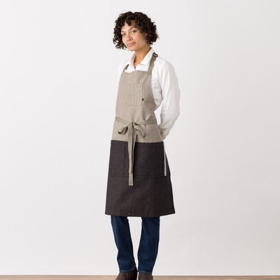 Chef Classic Bib Apron Two Tone, Tan, Black, Cool, Hip Restaurant Quality