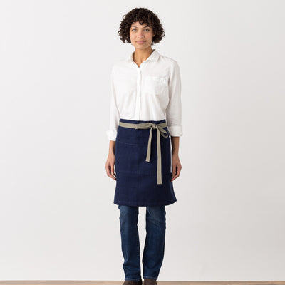 Bistro Half Apron Navy Blue Canvas Server, Waitress, Waist Apron