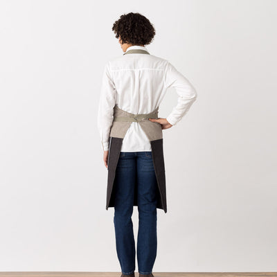 Classic Chef Bib Apron Two Tone, Tan and Black, Restaurant Quality, Affordable