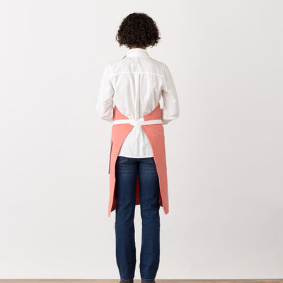 Classic Chef Apron Coral Pink Baker, Chocolatier, Bib Restaurant White Straps
