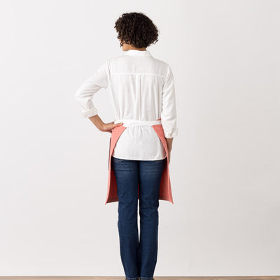 Bistro Half Apron Coral Pink Server, Waitress, Waist Apron, Rear View