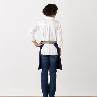 Bistro Half Apron Navy Blue Server, Waitress, Waist Apron, Rear View
