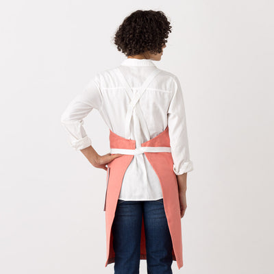 Chef Apron Coral Pink with White Straps Baker Wholesale Volume Industry Pricing