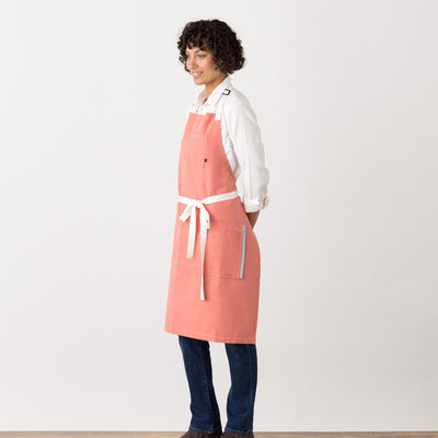 Classic Chef Apron Coral Pink Canvas Baker, Chocolatier, Bib Pro Restaurant Wholesale