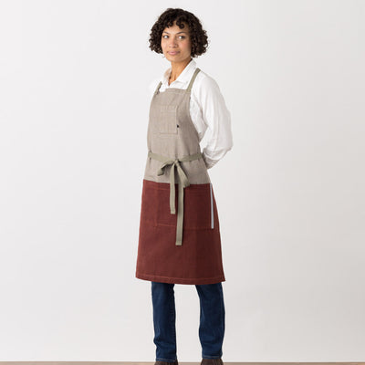 Cross-Back Women, Men, Chef Baker Apron, Maroon Red, Burgundy, Modern, Tan, Comfortable for Neck and Shoulders Quality and Affordable, Stylish