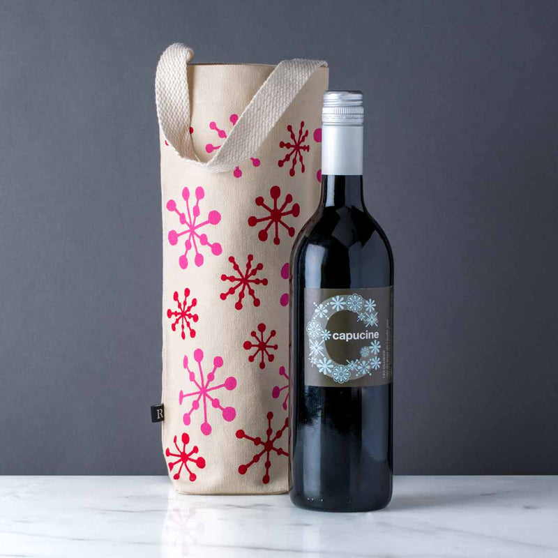 modern wine bag snowflake holiday design canvas
