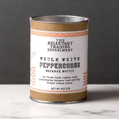 Fresh, Whole White Peppercorns from India in 2 oz Tube