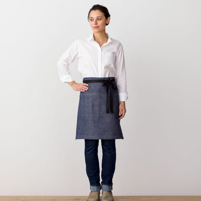 Bistro Apron, Server, Blue Denim with Black Straps, Half Apron, Server, Reluctant Trading