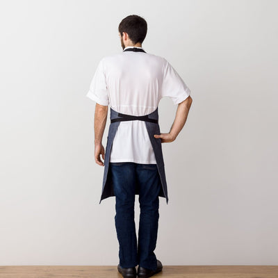 Chef 's Apron, Blue Denim with Black Straps, Men or Women-The Reluctant Trading Experiment, rear view