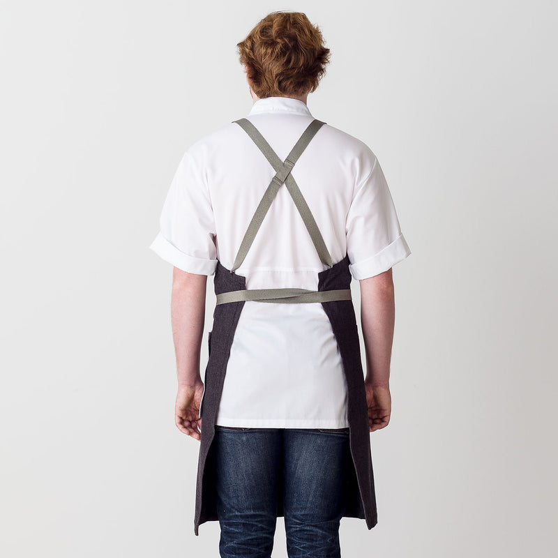 Cross-Back Chef Apron, Charcoal with Tan Straps, Men and Women-[Reluctant Trading Experiment]-