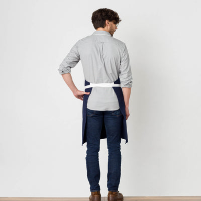 Classic Chef Apron, Navy with White Straps, Men or Women