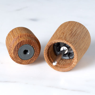 Jesper Mini Pepper or Salt Oak Mill, 4.4”h