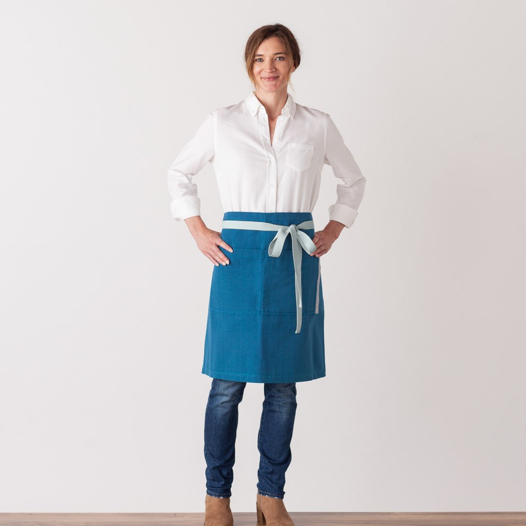 Bistro Half Waist Apron, Sky Blue, Seaside look. Wholesale pricing