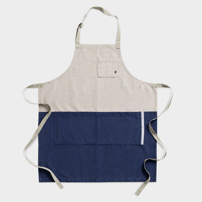Chef Apron for Men, Women, Two Tone, Navy Blue and Tan, Restaurant Classic Bib, Industry Pricing, Best Reviews, Modern