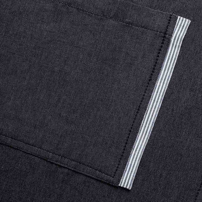 Chef Apron Fabric Detail Cotton Canvas Handloom With Blue Ticking Embellishment on Pocket