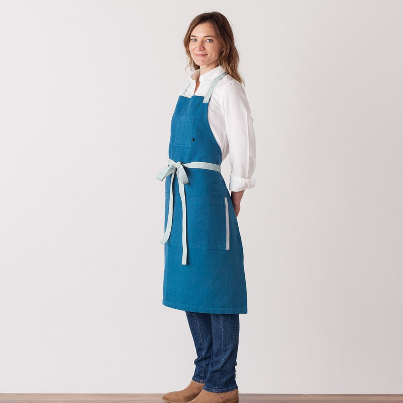 Chef Apron for Women, Men Sky Blue with Ice Adjustable Straps Men or Women Sky Blue  Restaurant Quality Cotton Canvas Wholesale Reluctant Trading Seaside