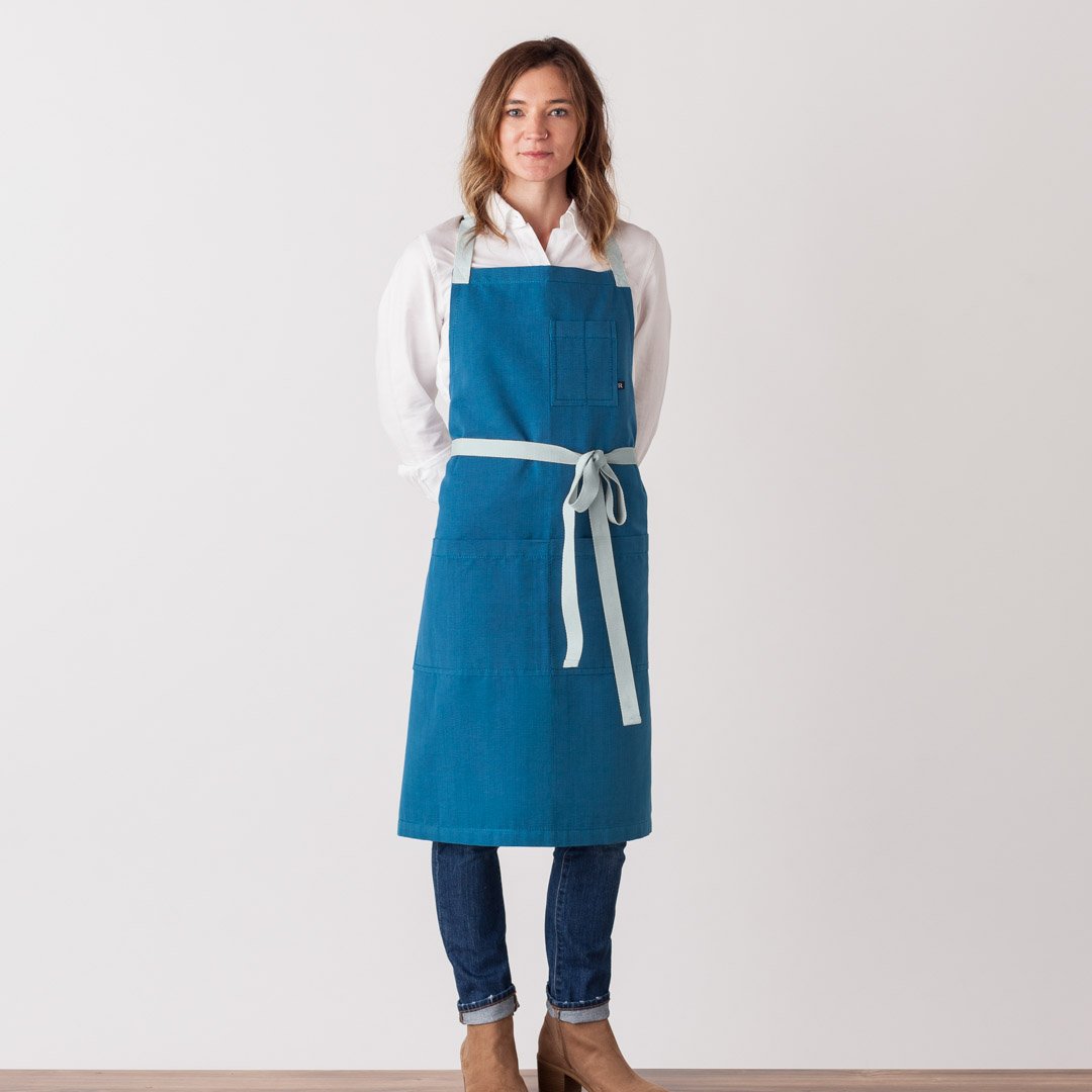 Chef Apron for Women, Men Sky Blue with Ice Adjustable Straps Men or Women Sky Blue  Restaurant Quality Cotton Canvas Wholesale Reluctant Trading Seaside