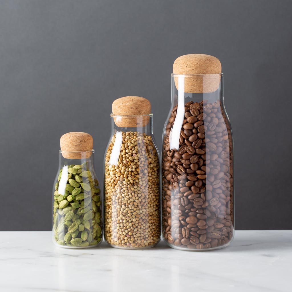 Kinto Bottlit Canister, Modern Spice Jar, Glass with Cork - The