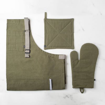 Modern Kitchen Collection, Olive Green, Textiles, Quilted, Simple, Reluctant Trading Cotton Canvas