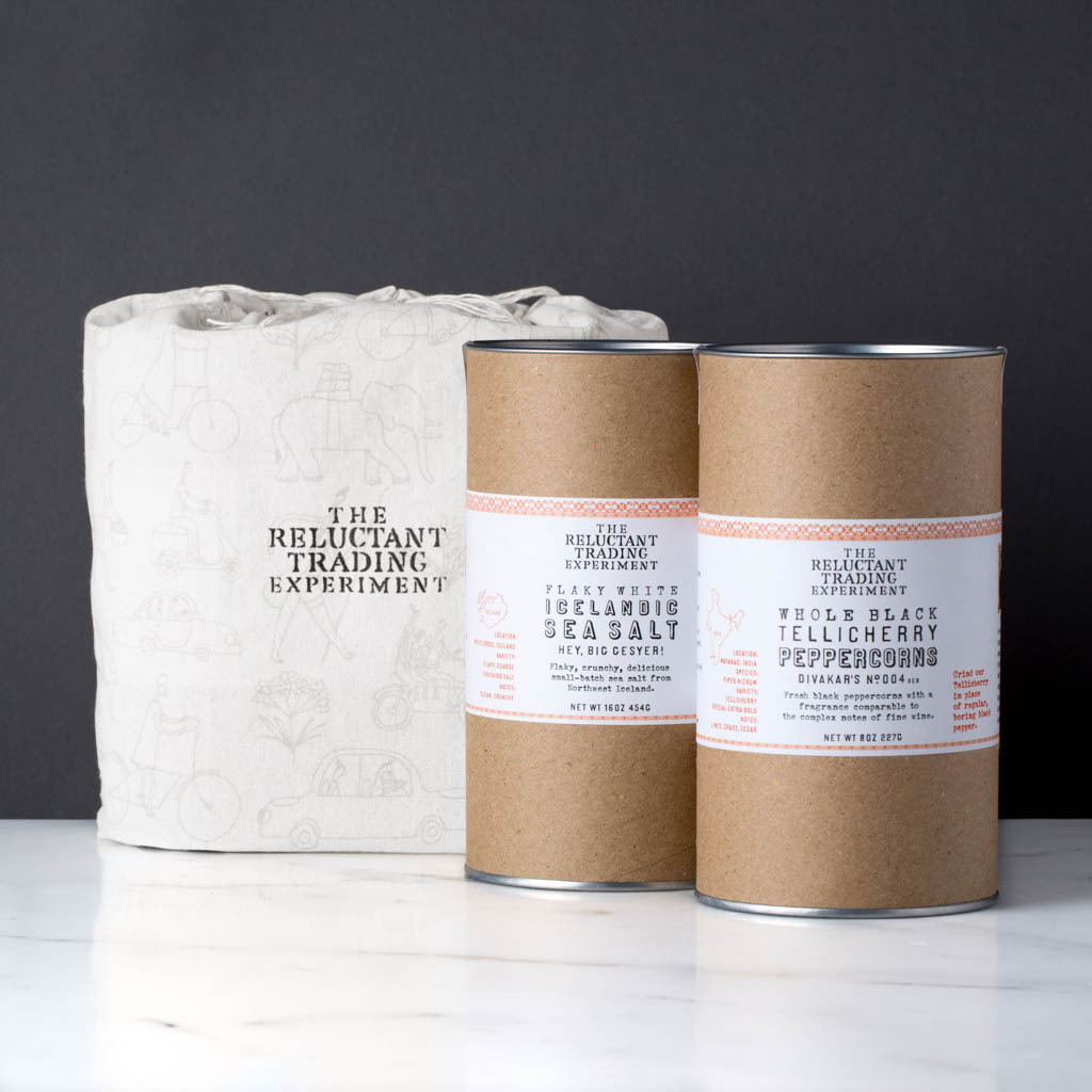 Large Icelandic Salt and Tellicherry Peppercorn Gift Set 16oz Salt + 8oz Pepper
