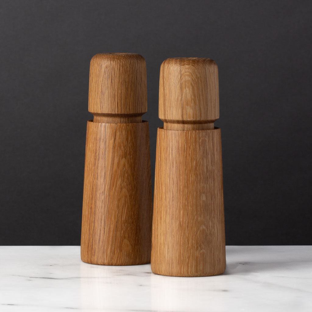 Jesper Pepper or Salt Oak Mill, 6.6”h Set of 2 Mills, 6.6”h