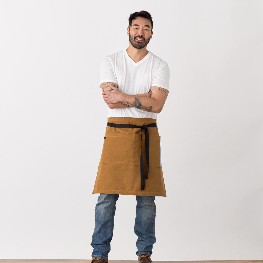 Bistro Half Apron Ochre Work Canvas Server, Waiter, Waist Restaurant