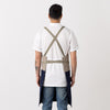 Cross-Back Chef Apron Navy Blue and Tan, Cool, Comfortable, Men, Women, No strain on neck and shoulders, Baker, Cook