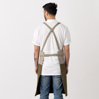 Cross-Back Chef Men Women, Apron  Olive Green, Tan, Two Tone, Cool, Comfortable, Restaurant Quality Best Reviews, Baker, Cook